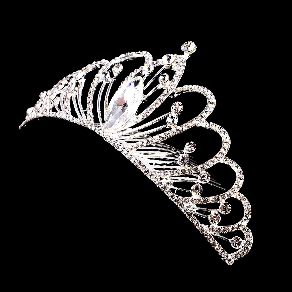 Bridal Wedding Crystal Rhinestone Hair Clip Comb Lady Diamante Heart Crown