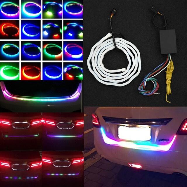Dây đèn LED Cốp ô tô dải 7 màu chạy 12V 6 chế độ sáng phong cách xế sang dài 1.2m và 1.5m.