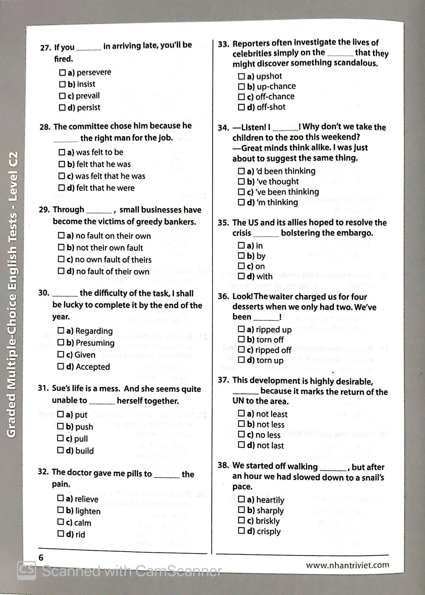 Graded Multiple - Choice English Test Level C2 (Không CD)
