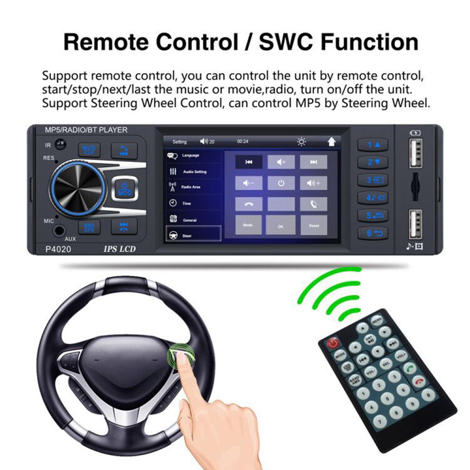 Bluetooth 1Din Car Radio Rear View Digital Player TF Card Quick Charge FM MP5 Player