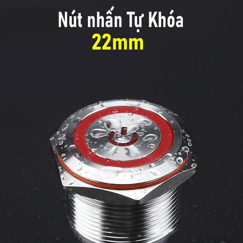 Nút nhấn công tắc Inox 22mm, Loại nhấn giữ Trạng thái có đèn LED (3-6V, 12-24V, 110-220V)