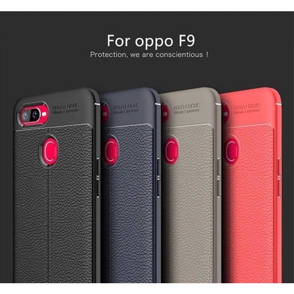 Ốp lưng silicon dẻo giả da Auto Focus cao cấp dành cho OPPO F9 - Hàng chính hãng