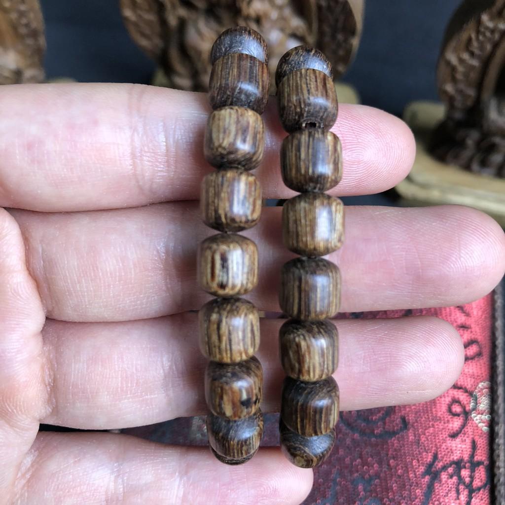 VÒNG TAY TRẦM HƯƠNG SÁNH CHÌM TỰ NHIÊN HẠT TRÚC BẦU 8MM - LINH MỘC HƯƠNG