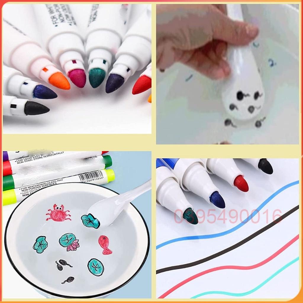 Combo 6 Bút vẽ nước ma thuật, vẽ hình nổi trên mặt nước, dùng được trên bảng trắng, đồ chơi giáo dục sớm cho trẻ em