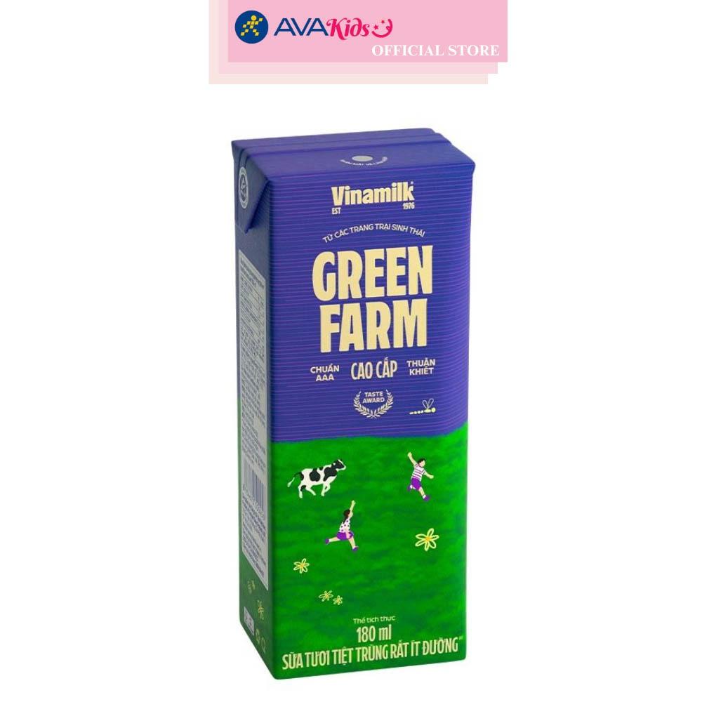 Lốc 4 hộp sữa tươi tiệt trùng Vinamilk Green Farm rất ít đường 180 ml (từ 1 tuổi)