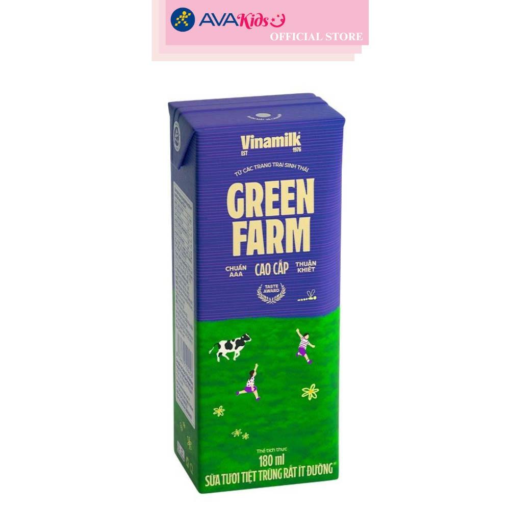 Thùng 48 hộp sữa tươi tiệt trùng Vinamilk Green Farm rất ít đường 180 ml (từ 1 tuổi)