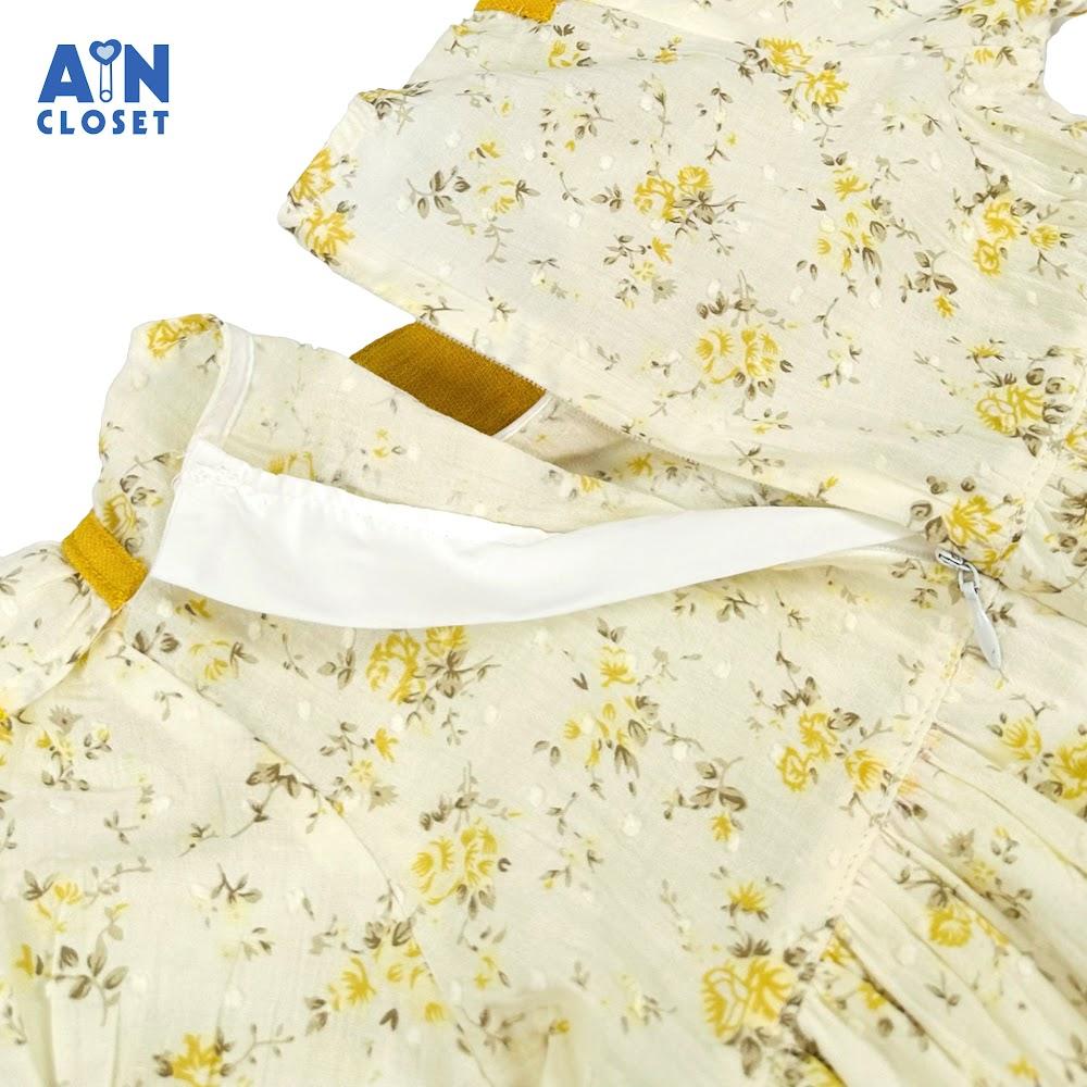 Đầm bé gái họa tiết Nhí Vàng Cổ Sen cotton hạt - AICDBG0FJL0D - AIN Closet