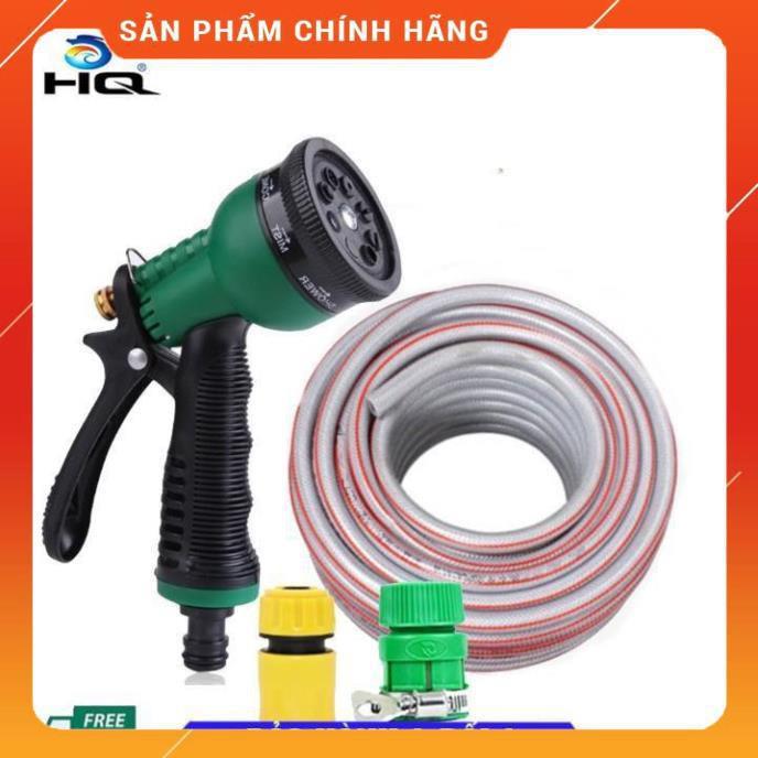 Vòi xịt rửa xe,Vòi phun nước tưới cây tăng áp thông minh 8 chế độ 815576-1 (cút vàng,nối xanh - dây xám)