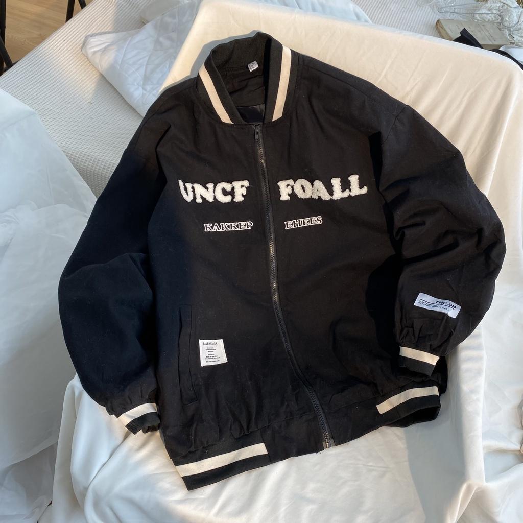 Áo khoác bomber thêu chữ UNCF trước ngực form rộng ulzzang - Made by Fiin