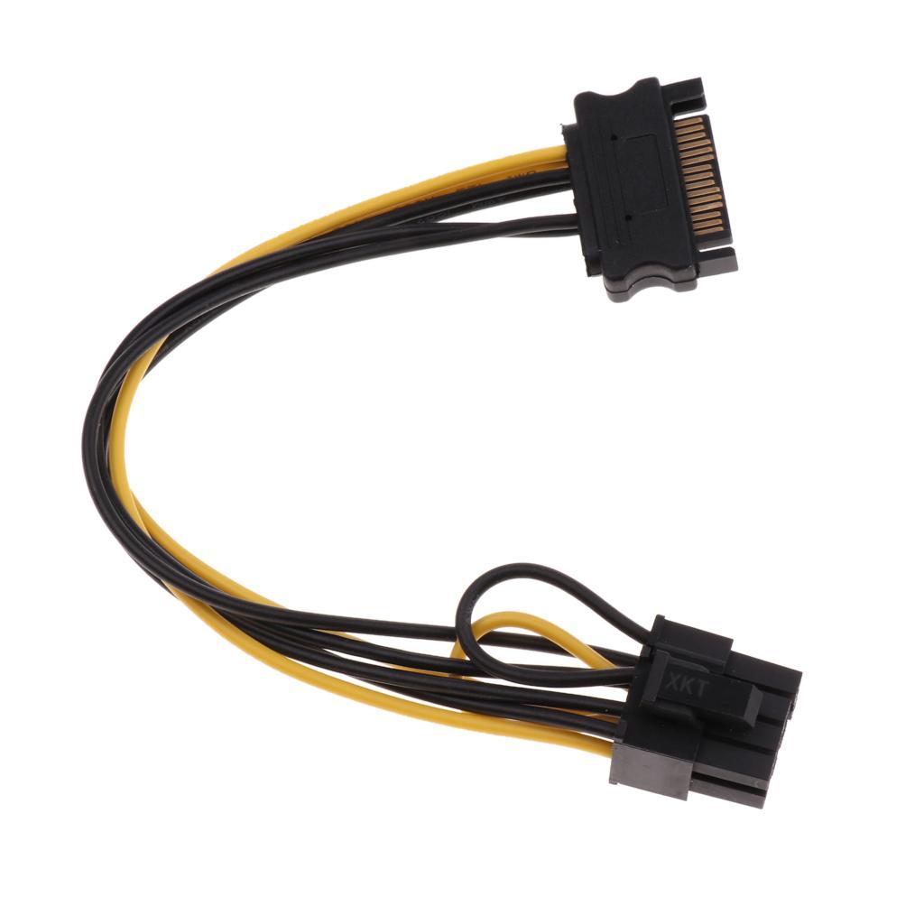 Dual SATA 15P Male To 8P+SATA 15p to p PCI-E Express Cable Adapter