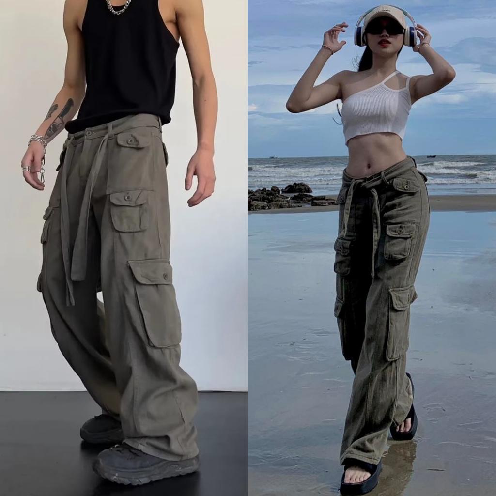 Quần Kaki ống rộng nam nữ , quần túi hộp y2k , cargo pants unisex phong cách - gin store