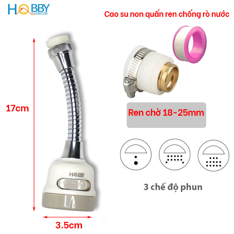 Bộ đầu nối vòi rửa chén tăng áp 3 chế độ Hobby Home Decor VSTADAY có khớp nối