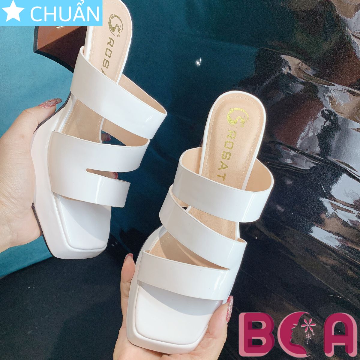 Sục nữ gót khác màu cao 7 phân RO649 ROSATA tại BCASHOP bề mặt bóng, lót trong êm ái vừa sang vừa thoải mái