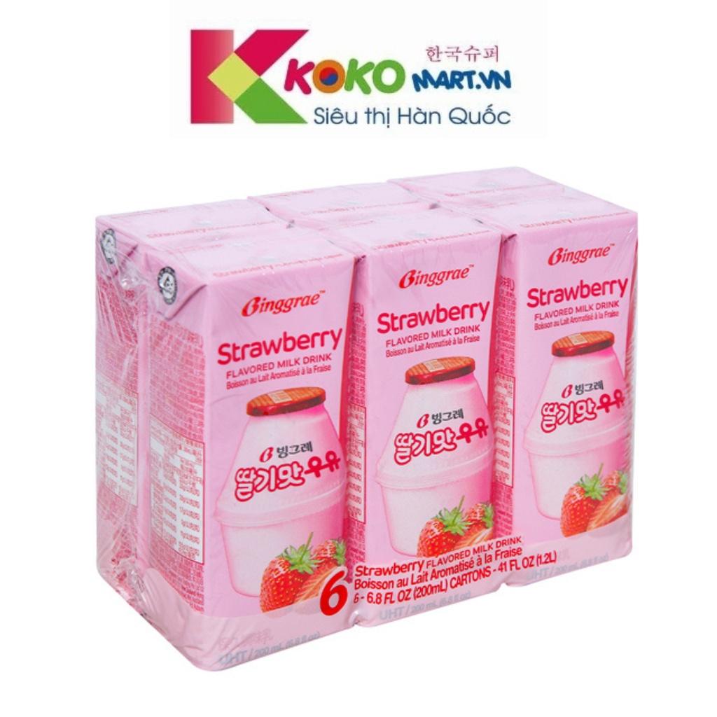 Sữa dâu Hàn Quốc 200ml ( lốc 6 hộp)