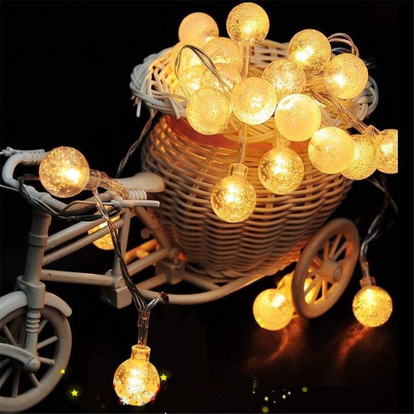 Dây đèn trang trí bong bóng 100 led dùng pin AA HT562-100