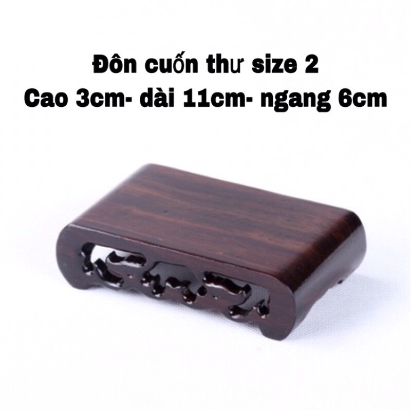 Đôn Tầu Bằng Gỗ Gụ Dáng Cuốn Thư Dùng Kê Ấm Chén Trà, Lư Hương, Chậu Cây Bonsai Với Nhiều Kích Thước