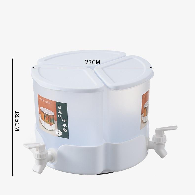 Bình đựng nước có vòi - Bình nước nhựa chia 3 ngăn dung tích 5.2L đế xoay tiện lợi