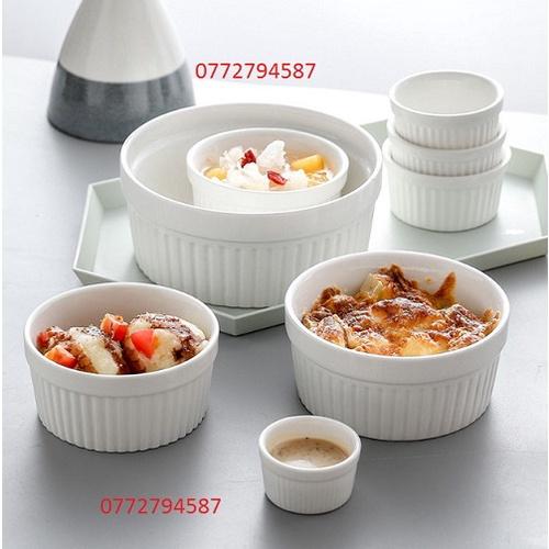 Chén Sứ Ramekin Sọc Đựng Gia Vị Cao Cấp Tròn