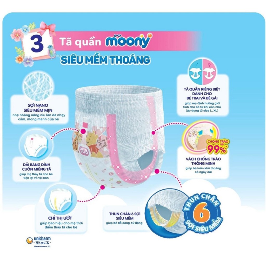 Tã Quần Cao Cấp Moony Nhật Bản Bé Gái XXL26 [ Mẫu Như Hình ]