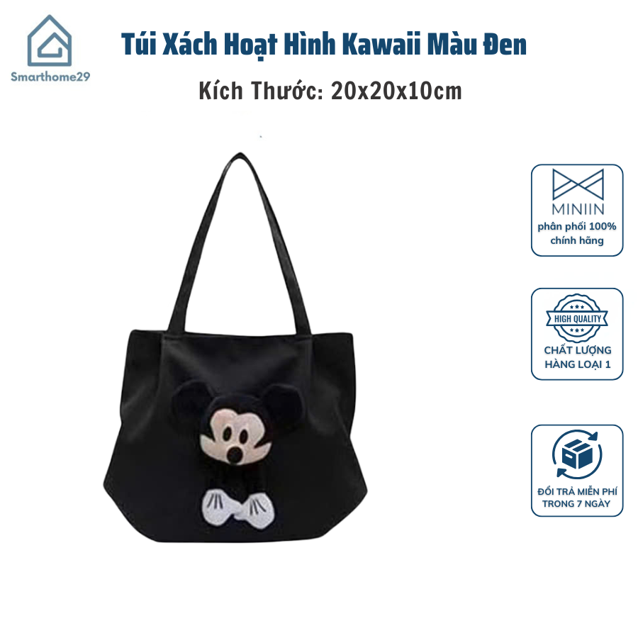Túi Đeo Vai Mickey Blazetec Kawaii - Túi Xách Búp Bê Hoạt Hình Mềm Mại, Màu Đen - HÀNG CHÍNH HÃNG MINIIN