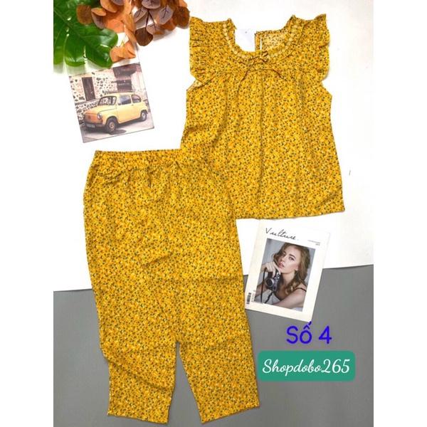Đồ bộ nữ,đồ ngủ mặc nhà lửng 9 tấc vải lụa mango BL 54 họa tiết hoa nhí siêu cute size đại 61-70kg