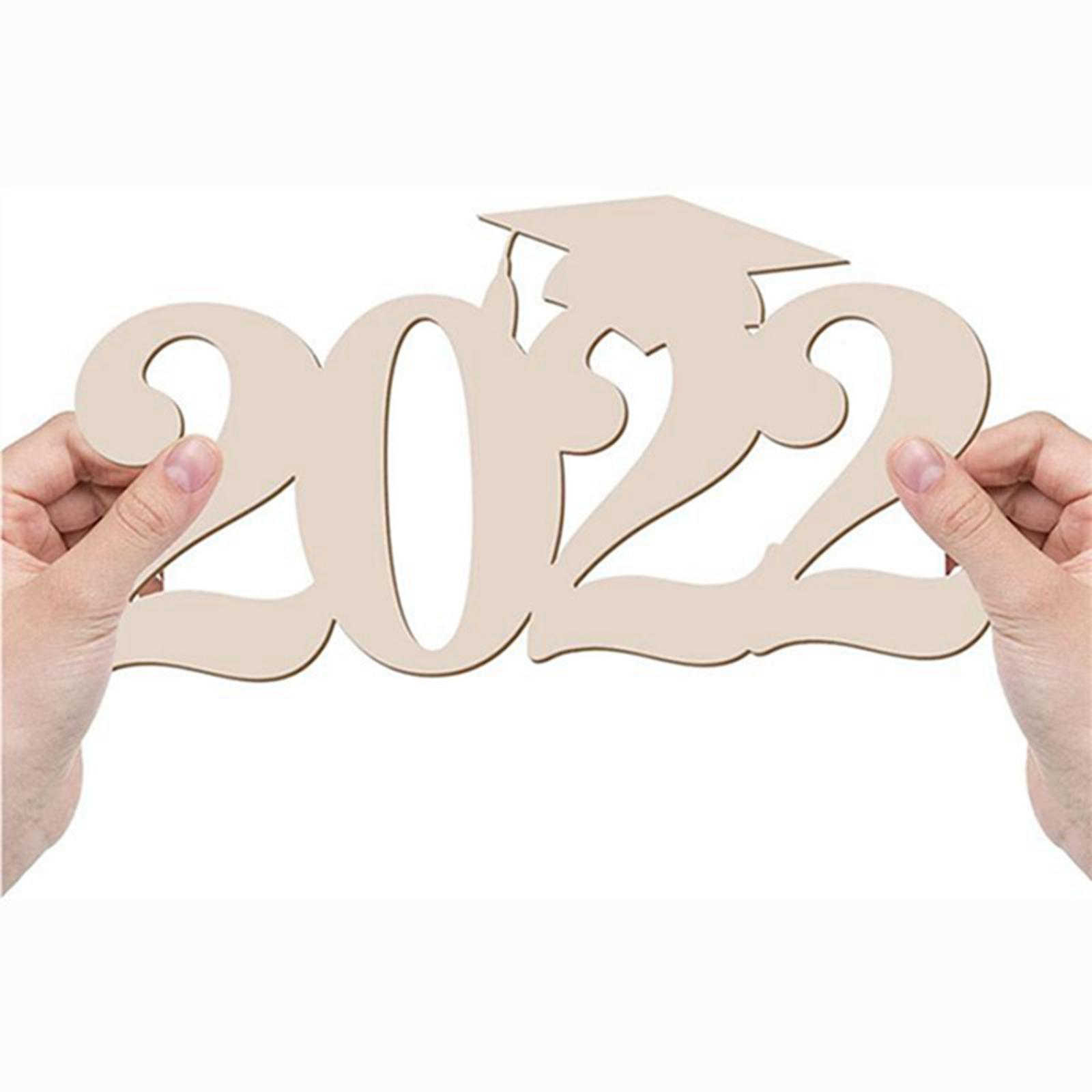 2022 Graduation Wooden Sign Smooth Number Ornaments for Decoration Home Door