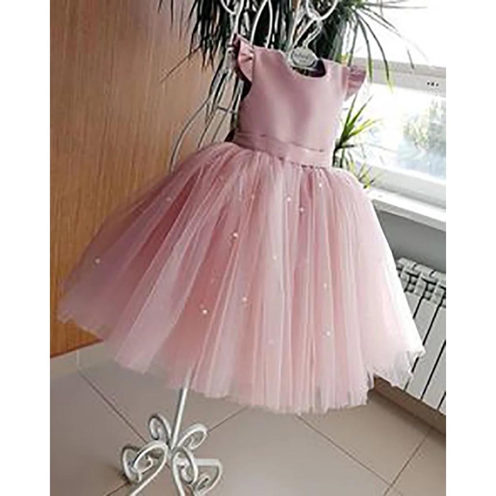 đầm công chúa bé gái FRESHIP , váy trẻ em 8-47kg , váy trẻ em hồng tim nơ