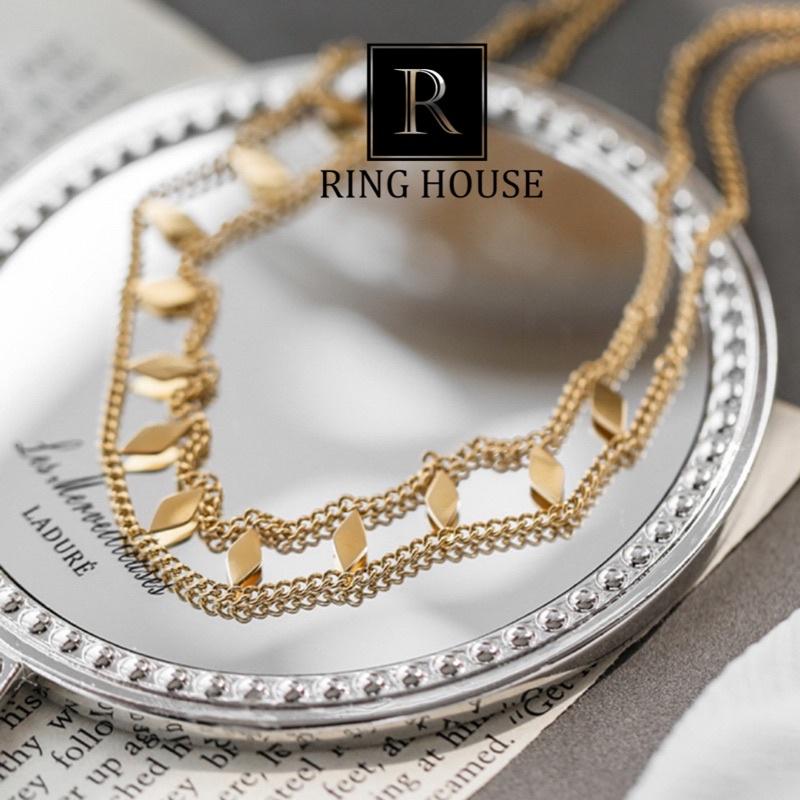 Dây Chuyền Choker Nữ Kiểu Chuỗi Hình Thoi Titan Không Rỉ Gỉ Sáng Đẹp