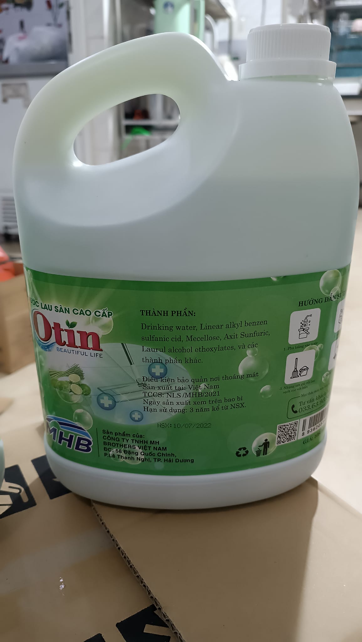 Nước lau sàn hương sả chanh otin can 3.6 lít hạn tháng 07/2025