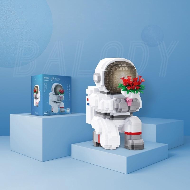 Đồ Chơi Nhân Vật Hoạt Hình Mô Hình Lắp Ráp Ghép Phi Hành Gia Tàu Phi Thuyền Ufo Gắn Kèm Đèn Led An Toàn
