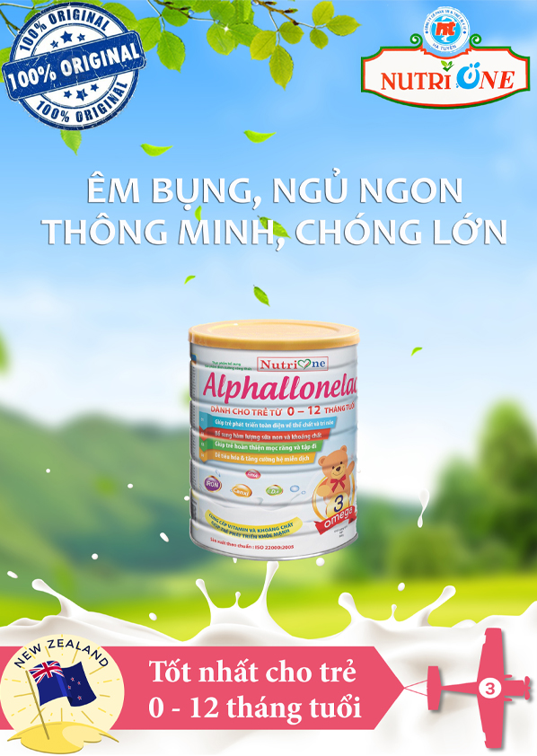 Sữa bột dành cho trẻ 0-12 tháng tuổi Alphallonelac (H/900gr)