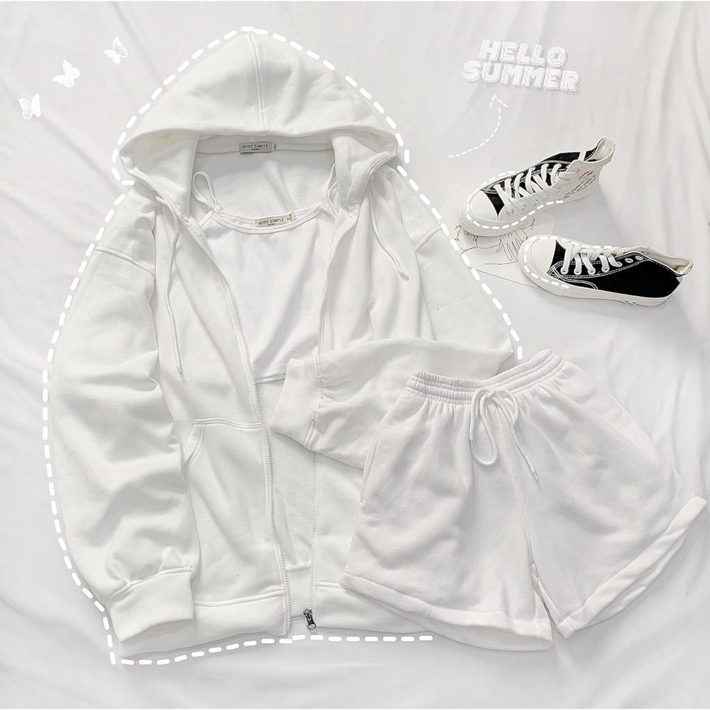 Áo khoác trơn form rộng phối zip ulzzang