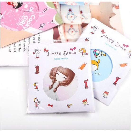 Gương mini bỏ túi cầm tay dễ thương - Gương tròn cầm tay  gia_dung_family