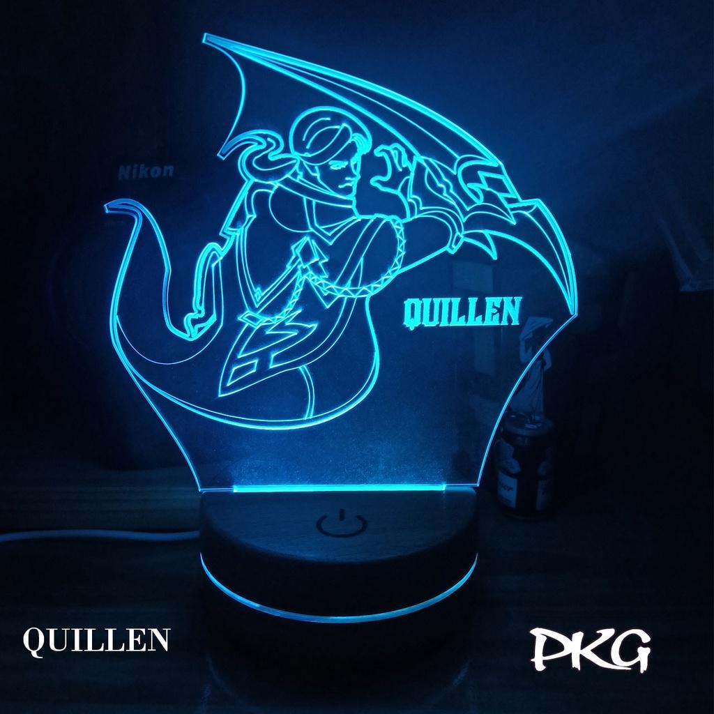 Đèn Ngủ Led 3D tướng QUILLEN Liên Quân Arena Of Valor cảm ứng có điều khiển từ xa nháy 16 màu 4 chế độ nháy