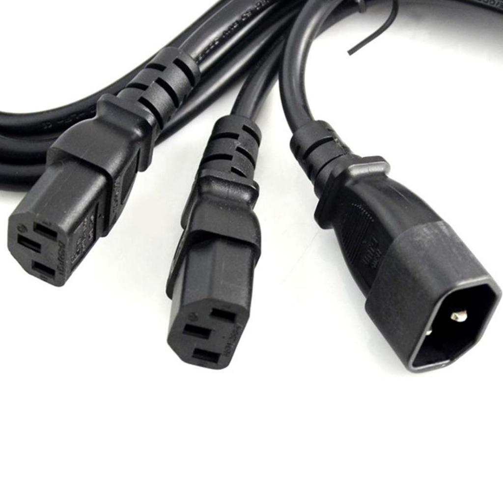 1m IEC 320 C14 To 2 C13 AC Power Extension Cord For PC Computer PDU UPS