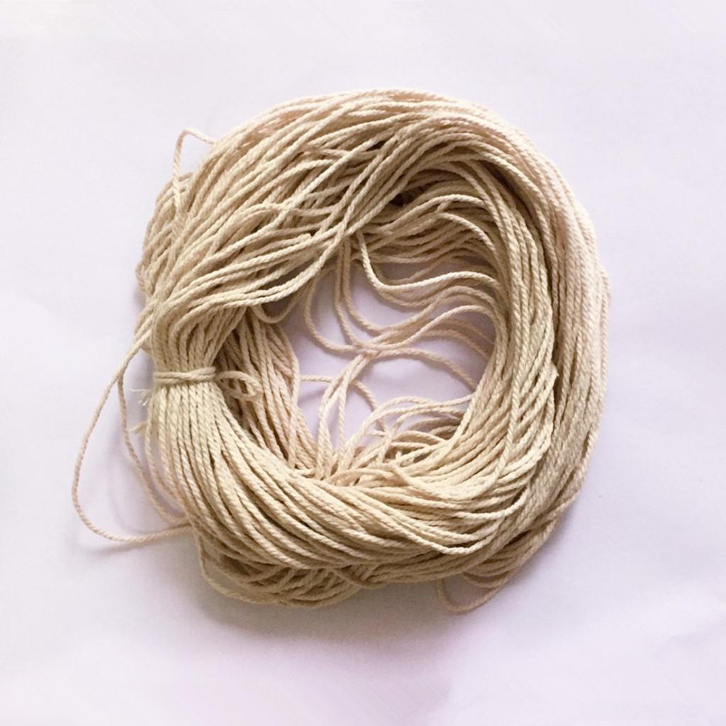 Roll 50M 1.5mm Natural Braided Cotton Rope Cord String Multi-purpose Crafts