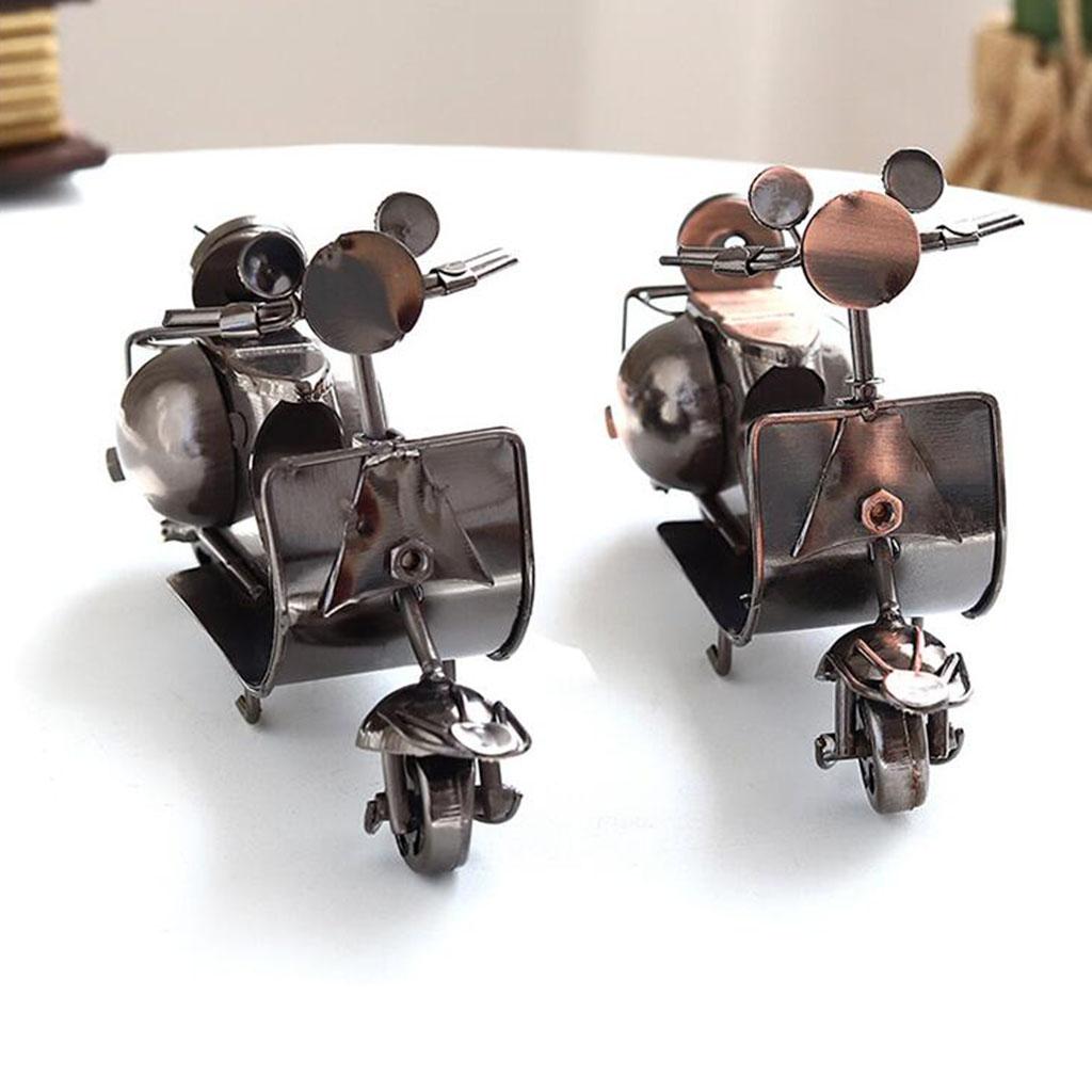 Mini Motorcycle Model Metal Desktop Ornament Crafts for Living Room-Bronze