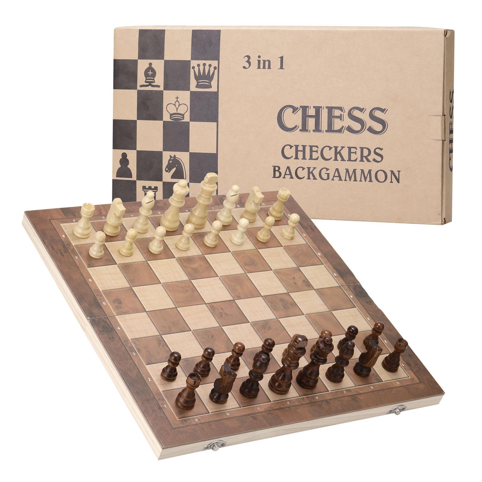 Bộ Đồ Chơi Cờ Vua Trí Tuệ 3 Trong 1 Bằng Gỗ Kiểu Dáng Sang Trọng Folding Chess Board