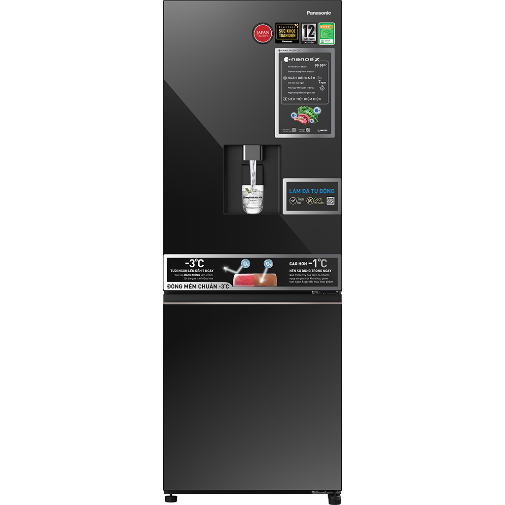 Tủ lạnh Panasonic Vô Hiệu Hóa Vi Khuẩn 325L NR-BV361WGKV - Ngăn Đông Mềm - Lấy Nước Ngoài Kháng Khuẩn - Ngăn Đá Dưới - Hàng chính hãng