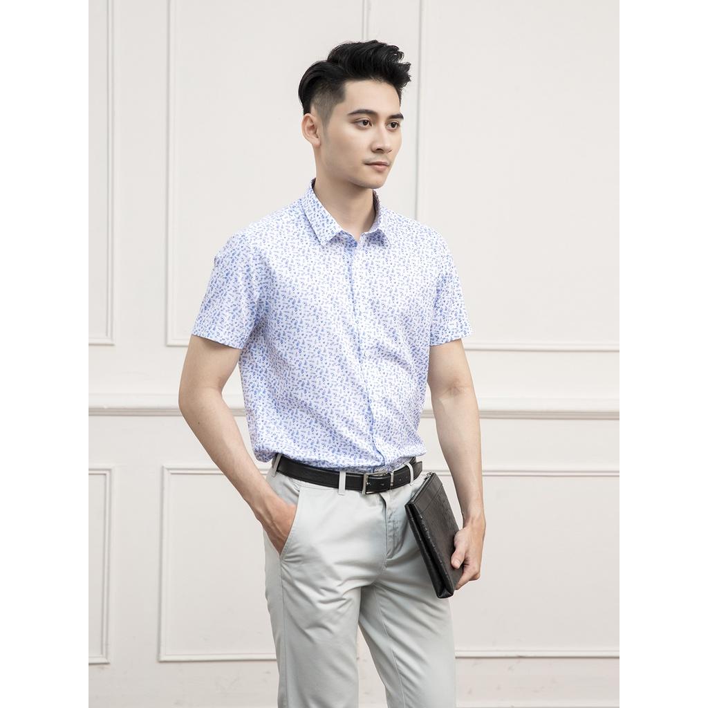 Áo sơ mi ngắn tay ARISTINO dáng Slim fit ôm nhẹ, thiết kế basic không túi ngực, họa tiết lá độc đáo - ASS129S1