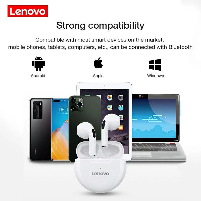 Tai nghe bluetooth 5.0 không dây LENOVO ht38 âm thanh nổi giảm ồn không thấm nước với micro thời lượng pin siêu dài-Hàng chính hãng