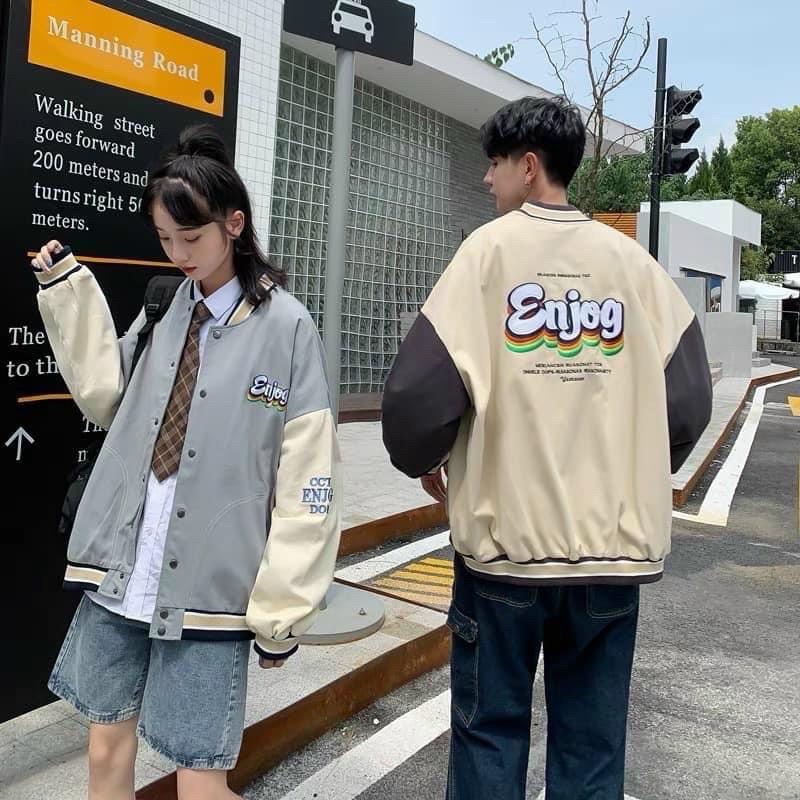 Áo Khoác Bomber Dù Enjoy Chất Dù 2 Lớp Mịn Đẹp Form chuẩn Unisex Nam Nữ Couple