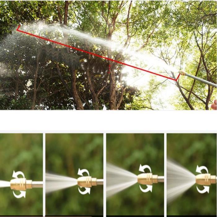 Bộ dây vòi xịt nước rửa xe, tưới cây . tăng áp 3 lần, loại 7m,10m 206318 đầu đồng, cút, nối PE