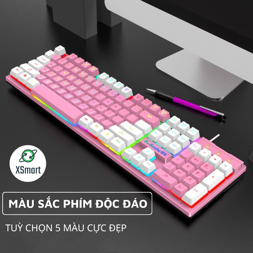 Bàn Phím Giả Cơ Máy Tính Gaming LED 7 Màu K-Snak4 Có Dây, Có Led RGB Cực Đẹp, Phím Gõ Êm Phù Hợp Với Công Việc Văn Phòng-Hàng Chính Hãng