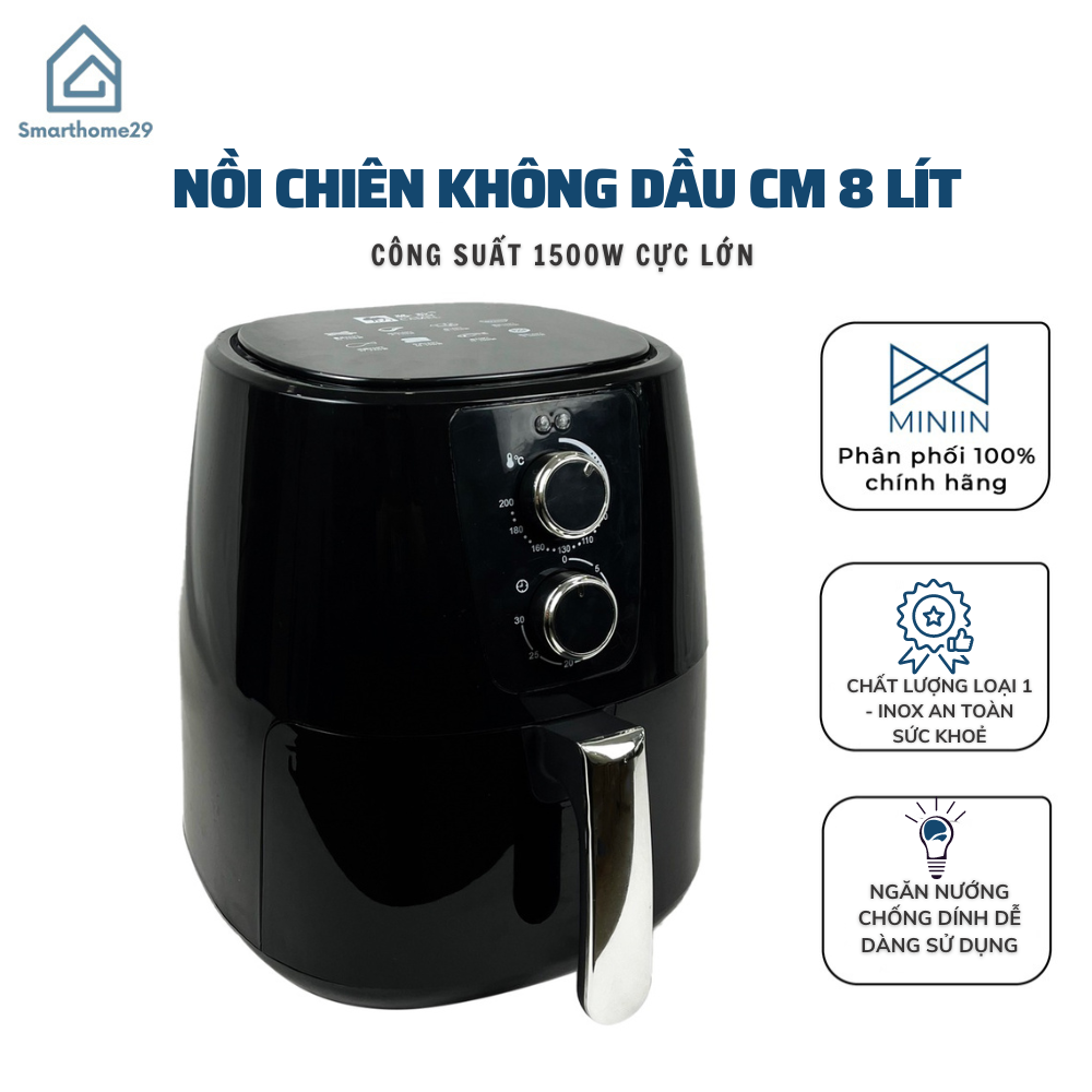 Nồi Chiên Không Dầu 8L , Nướng Gà Cả Con - Bếp  Nướng Công Nghệ Mới Nhất - Hàng Loại 1 - Hàng Chính Hãng MINIIN