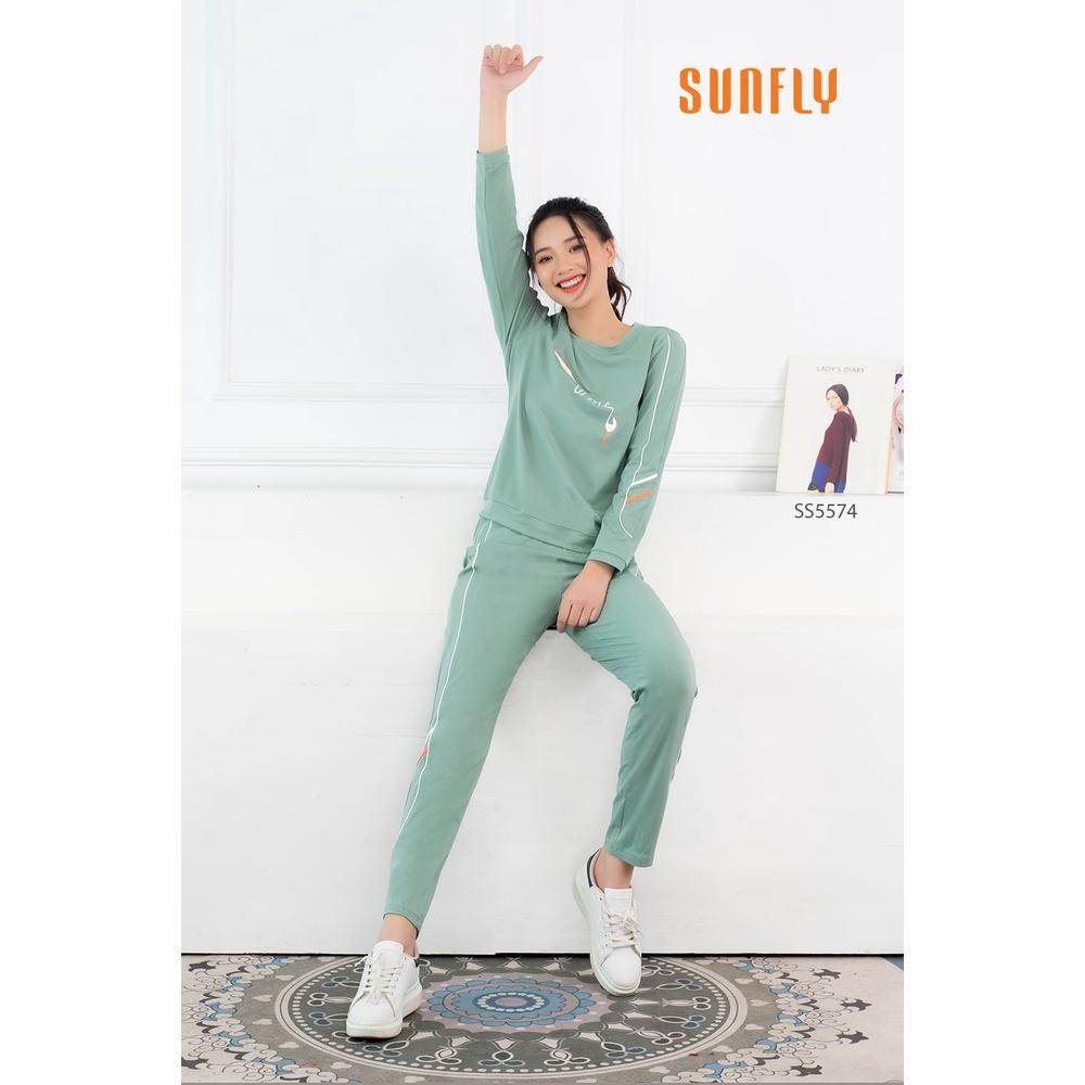 SS5574 Bộ đồ nữ mặc nhà thể thao cotton áo dài, quần dài