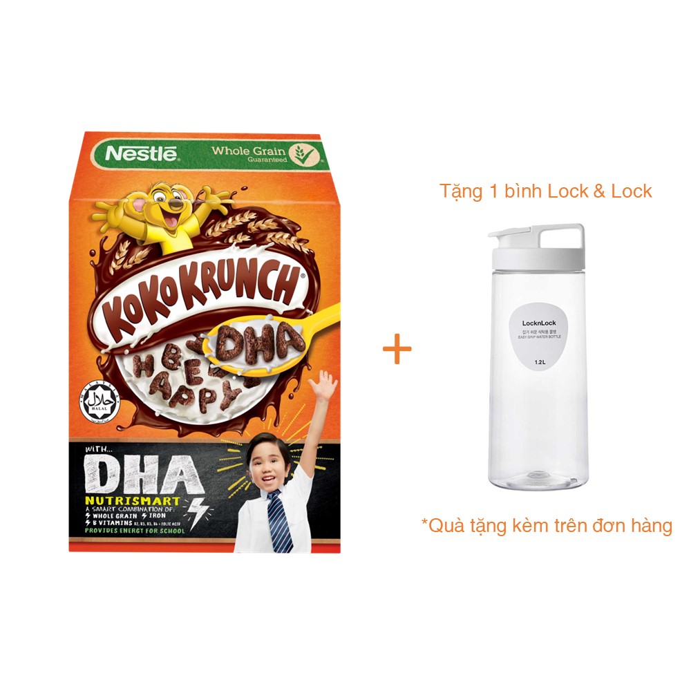 Ngũ cốc ăn sáng Koko Krunch DHA Vị socola bổ sung DHA (Hộp 220g) - [Tặng 1 bình Lock &amp; Lock]