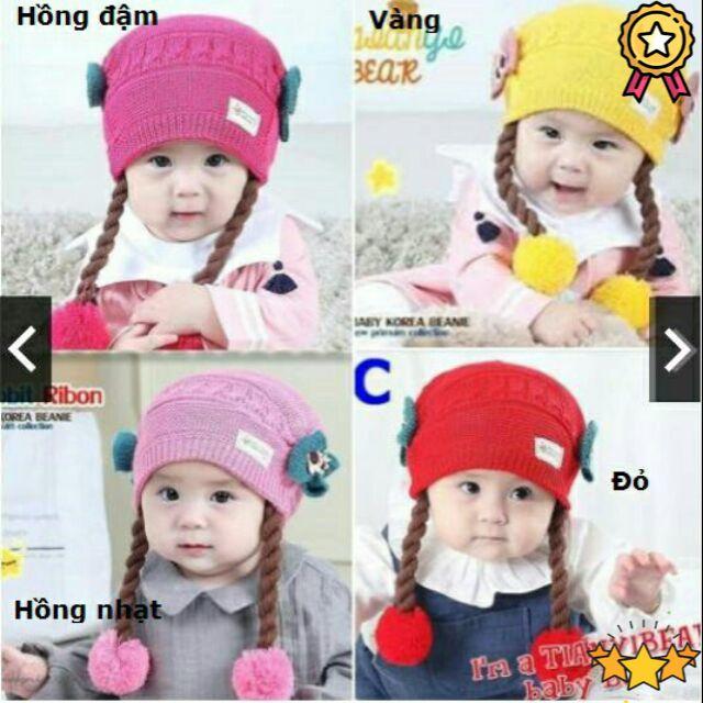 Mũ bím tóc tết dễ thương cho bé