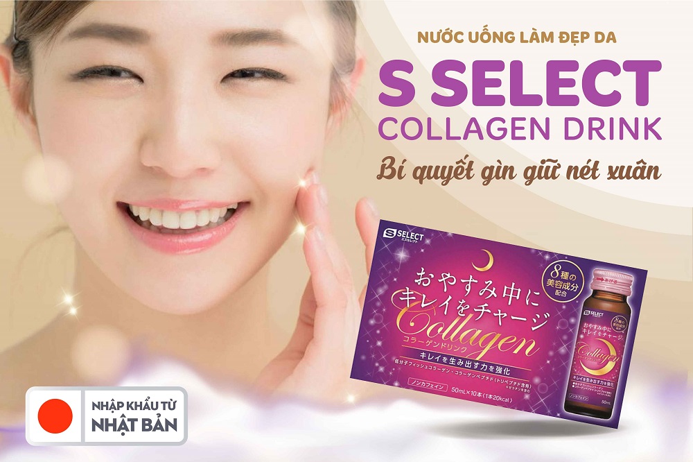 Combo 3 Hộp Nước Uống Đẹp Da Collagen S Select Nhật Bản Liệu Trình Trẻ Hóa, Dưỡng Sáng Da Hoàn Hảo (30 Lọ)