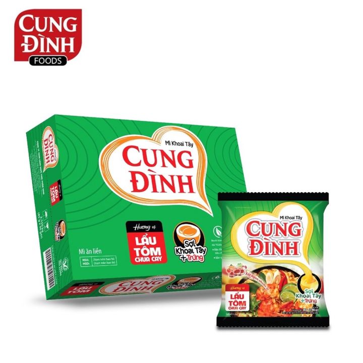 Thùng 30 Gói Mì Khoai Tây Cung Đình Hương Vị Lẩu Tôm Chua Cay